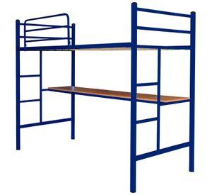 Cama Alta 1.5 Azul Con Escritorio