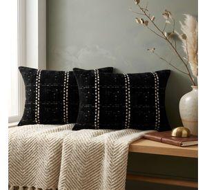 PACK DE 2 FUNDAS DE COJIN CHENILLE CUADRILLE COLOR NEGRO