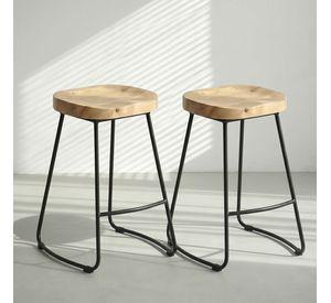 Pack 2 Sillas Piso Bar Taburete Nara Madera Exterior o Cocina Negras