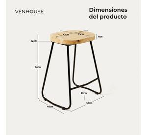 Pack 2 Sillas Piso Bar Taburete Nara Madera Exterior o Cocina Negras
