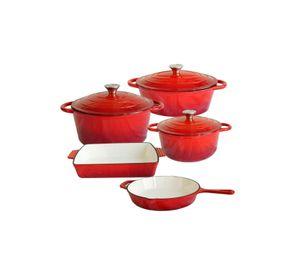 Juego de Ollas Hierro Fundido 8 piezas Apto Horno 500 °C