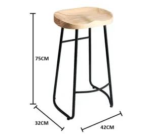 Silla De Bar Metálica 75 Cm Asiento Madera