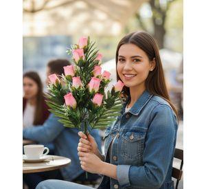 Set 2 Flores Artificiales Ramo Capullos Floral Follaje Jhn