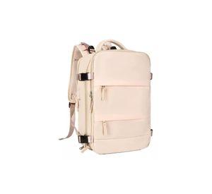 Mochila de viaje de cabina para avión, impermeable con USB, color beige