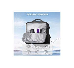 Mochila de viaje de cabina para avión, impermeable con USB, color beige