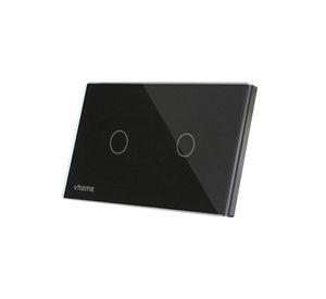 Interruptor Wifi RF Vhome Live SN Sin Neutro Black Touch 2 Canales Compatible Con Google Home y Alexa