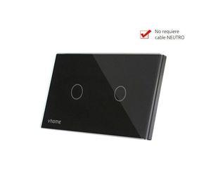 Interruptor Wifi RF Vhome Live SN Sin Neutro Black Touch 2 Canales Compatible Con Google Home y Alexa