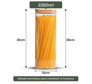 Frasco Contenedor Tarro Hermético Vidrio Tapa Bambú 2250ml