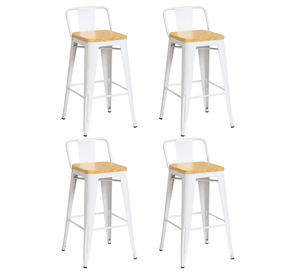 Pack 4 Pisos y sillas bar MKP Tolix Madera Blanco 66cm.