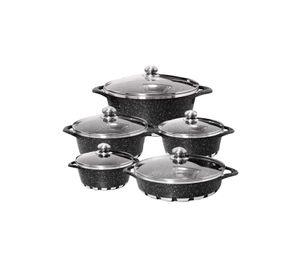 Batería Cocina 10 Piezas Altas Granito Antiadherente Negra