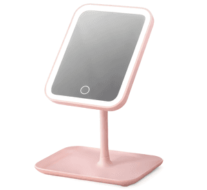 Espejo Rosa De Maquillaje Luz Led Ajustable 3 Tonos Recargable Usb