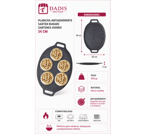 Plancha Antiadherente Sarten Budare Sartenes Hierro 34cm
