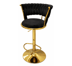 Taburete Queen Terciopelo Ajustable Negro