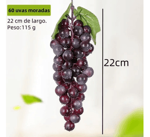 Uvas artificiales 60 uds fruta sintética púrpura
