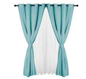 Set Cortinas 8 Piezas Yasmin Turquesa