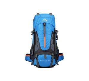 Mochila impermeable 60L con cubre mochila color azul