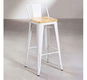 Taburete Tolix Blanco De Madera 66cm Con Respaldo Venhoouse