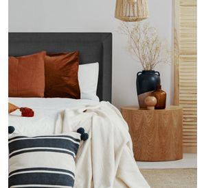 Respaldo de Cama Flat Frame Vivo Lino Grafito - 1.5 Plaza