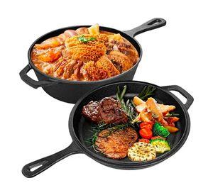 Sartenes De Hierro Fundido Gruesa Doble Uso 26cm