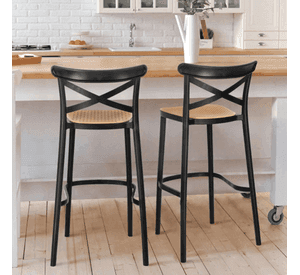 Pack 2 Taburete Piso Bar O Terraza Apilable 76cm Crossback Danubio Venhoouse Negro