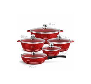 Juego de Ollas 12 Piezas Granito Royal Dessine color Rojo