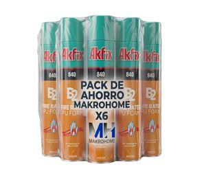 Set 6 Espuma Poliuretano Akfix 840 750ml Resistente Fuego B2