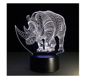 Lámpara Led 3d Rinoceronte Base Negra con App