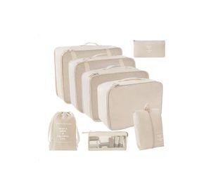 Bolsas de viaje 8 en 1, color beige