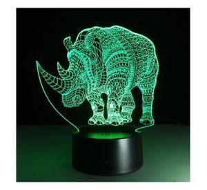 Lámpara Led 3d Rinoceronte Base Negra con App