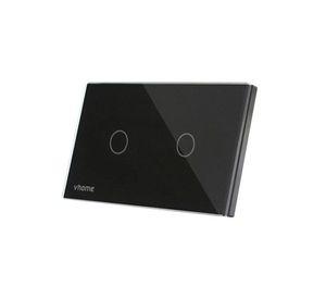 Interruptor Wifi RF Vhome Live LN Black Touch 2 Canales Compatible Con Google Home y Alexa