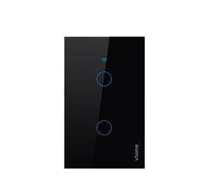 Interruptor Wifi RF Vhome Live LN Black Touch 2 Canales Compatible Con Google Home y Alexa