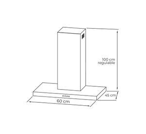 Campana decorativa rectangular acero Inox 60 cm, 3 velocidades