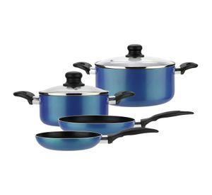 Batería Cocina Aluminio 6pzas Azul Gourmet