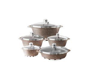 Batería de Cocina 10 Piezas Altas Granito Antiadherente