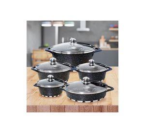 Batería de Cocina 10 Piezas Altas Granito Antiadherente