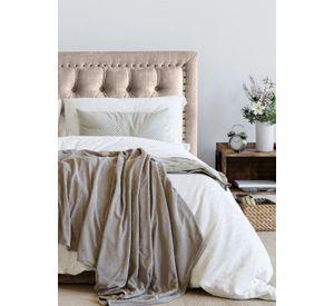 Respaldo de Cama Capitoné Frame Tachas Lino Beige - Super King