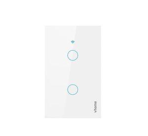 Interruptor Wifi RF Vhome Live LN Touch 2 Canales Compatible Con Google Home y Alexa