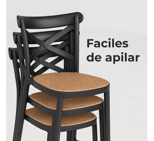 Pack 2 Taburetes Crossback Danubio 66cm Bar/terraza Apilable