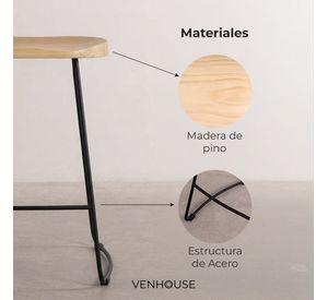 Silla Piso Bar Taburete Nara Madera Exterior O Cocina Negra