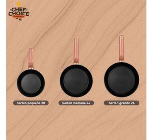 Set Sartenes Aluminio Antiadherentes 3 Piezas 20 24 26cm Oro Rosa
