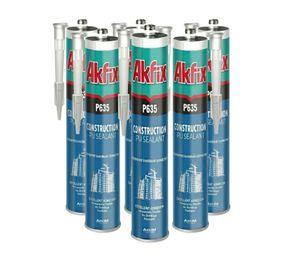 Pack 6 Sellador Poliuretano Akfix P635 Negro 310ml Juntas