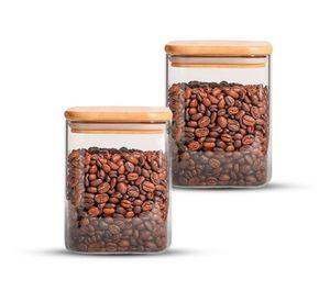 Pack 2 Contenedores Tarros Hermético Vidrio Tapa Bambú 800ml