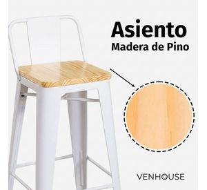 Pack 4 Taburetes Tolix Blancos De Madera 66cm Con Respaldo Venhouse