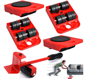 Set Elevador Y Mover Muebles Rodillos 5pzas Con Ruedas 150kg