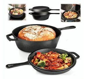 Sartenes De Hierro Fundido Gruesa Doble Uso 26cm