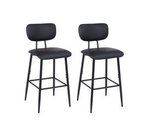 Pack 2 Pisos de Bar de Cocina Mid-Century con Respaldo Negro