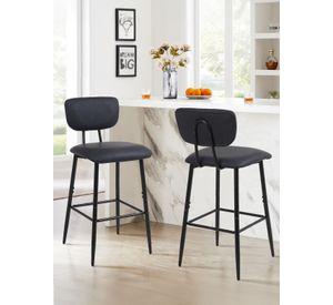 Pack 2 Pisos de Bar de Cocina Mid-Century con Respaldo Negro