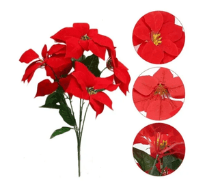 Flores navidad artificiales ramo 5 uds decoración