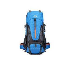 Mochila impermeable 60L con cubre mochila color azul