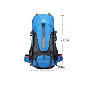 Mochila impermeable 60L con cubre mochila color azul